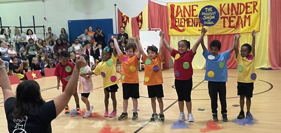 Kindergarten jugglers taking a bow