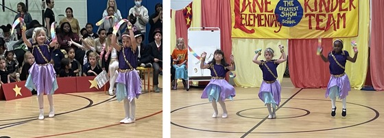 Kindergarten dancing with ribbons