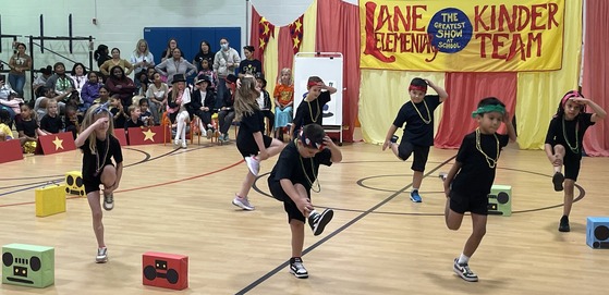 Kindergarten students performing as hip hop dancers