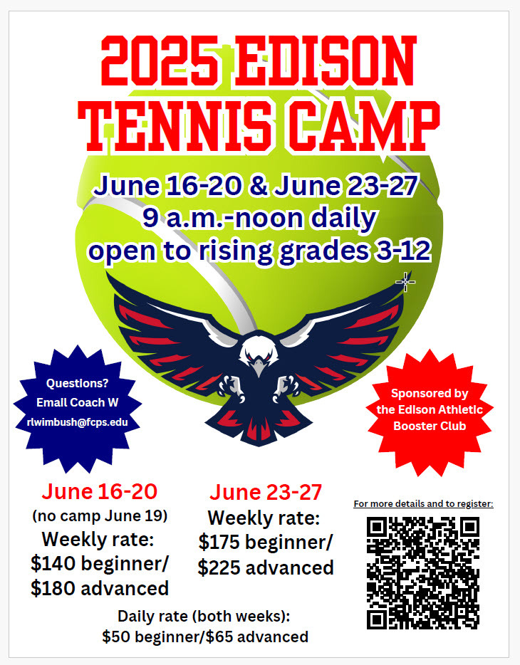 Edison Tennis camp flyer