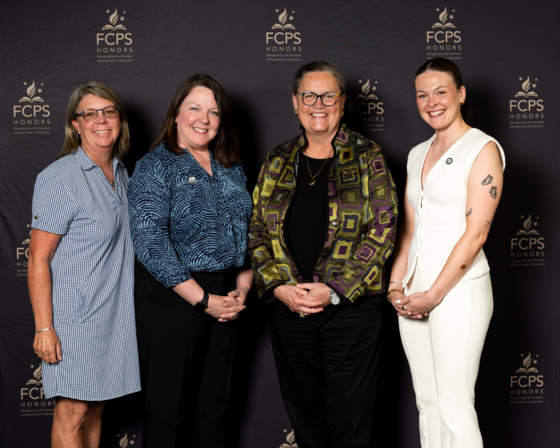 Photo at 2025 FCPS Honors with Robyn Lady, Dr. Reid, and 2 nominees