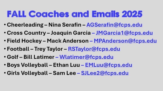Fall Coaches 2025