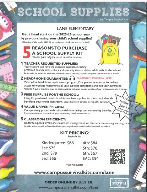 Flyer for PTA school supply kits