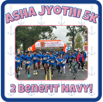 Asha Jyothi 5k to Benefit Navy with image of students running race