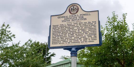 General Colin L. Powell Historical Marker sign