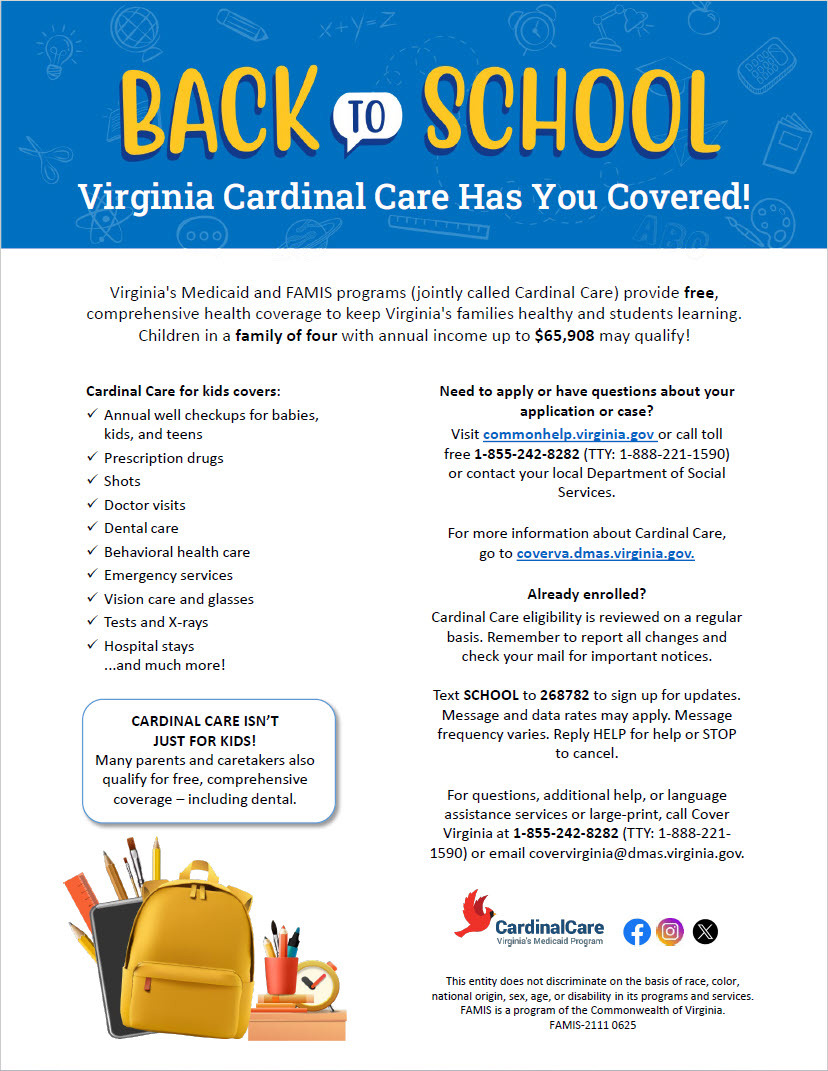 Virginia Cardinal Care Flyer