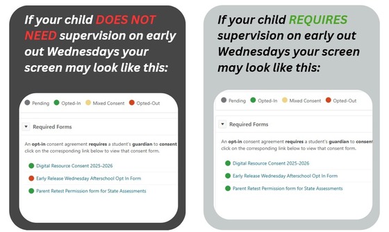 A screenshot of the Digital Consent System displaying a red circle for opting out and a green circle for opting in.