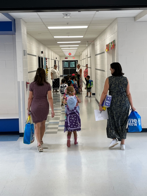 students in the hallway
