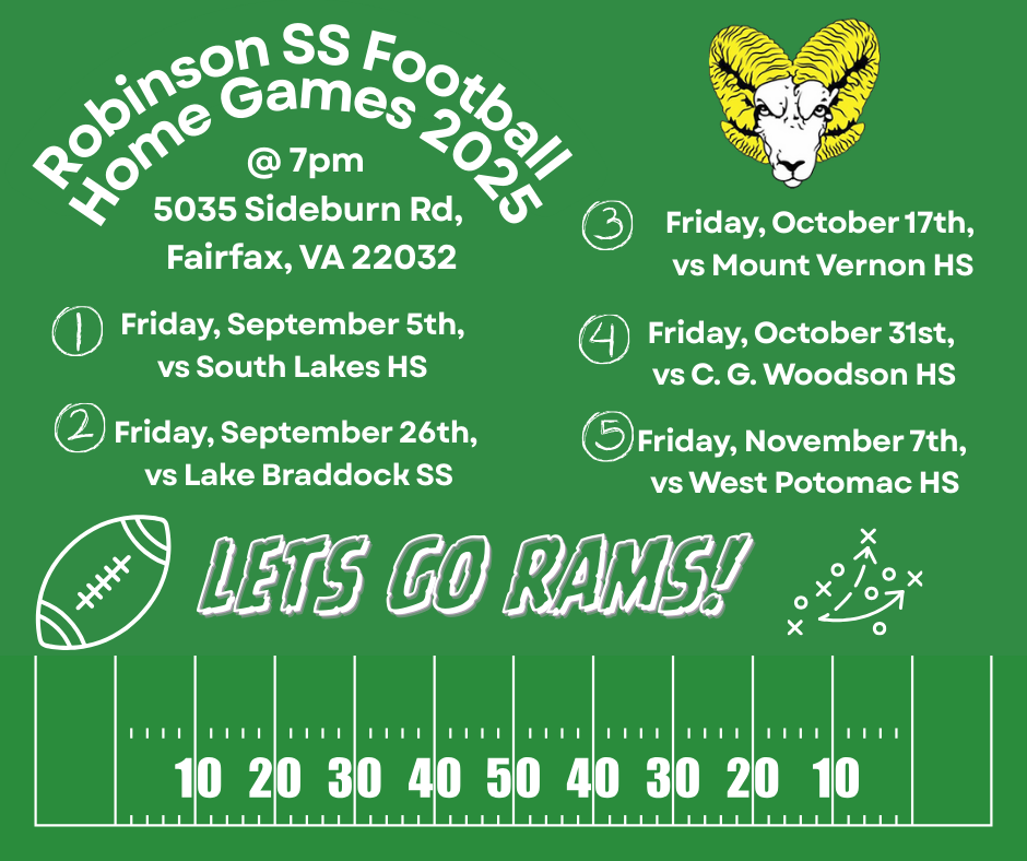 RobinsonFootball home games schedule