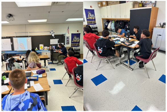 Mr. Vest and students during math instruction