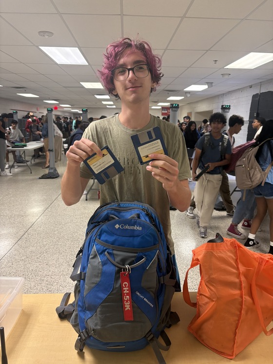 TJ Student shows off his floppy disks that set off the alarm