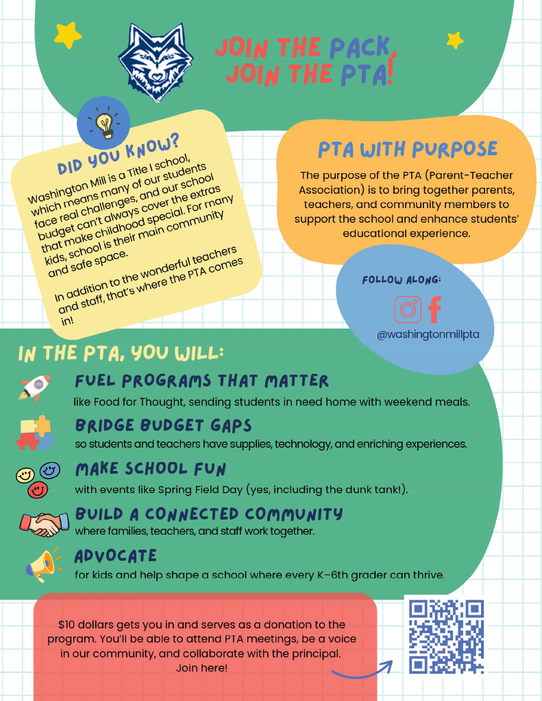 Washington Mill ES PTA Flyer