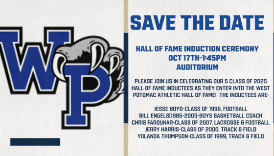 West Potomac Hall of Fame Induction Flyer 2