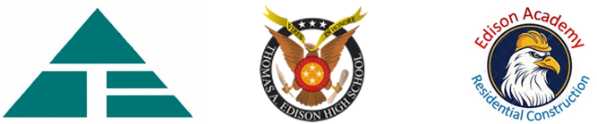FATE, Edison High School, and Edison Academy Residential Construction Logos
