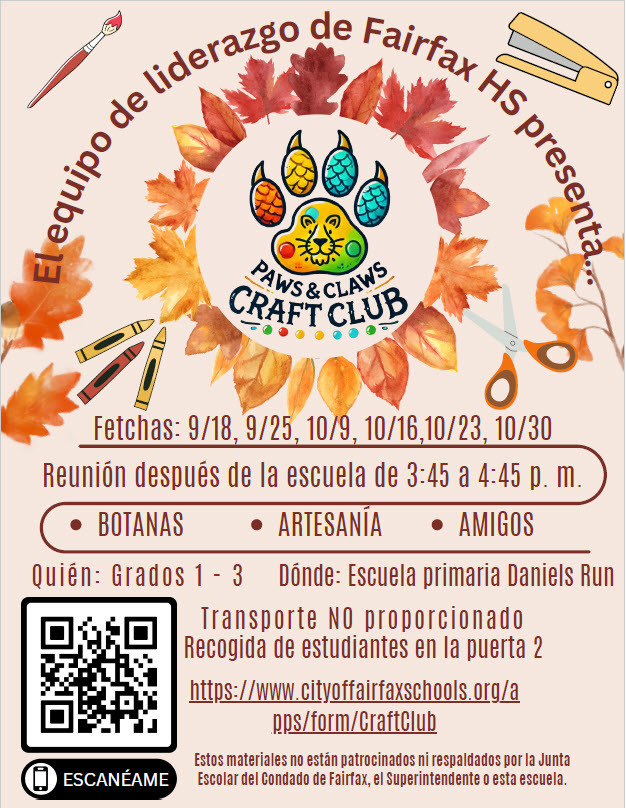 Paws and Claws Craft Club Spanish