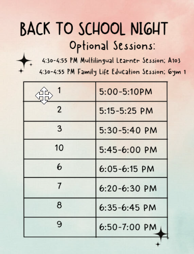 Back to school night 