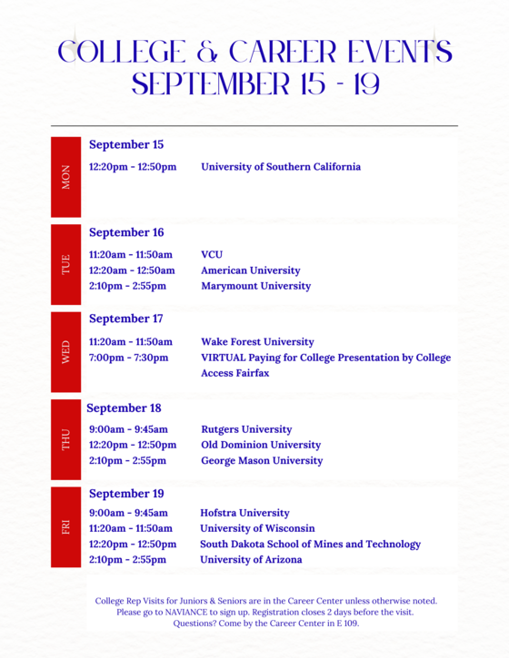 College and Career Center Information