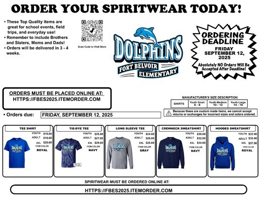 last chance to purchase spirit wear