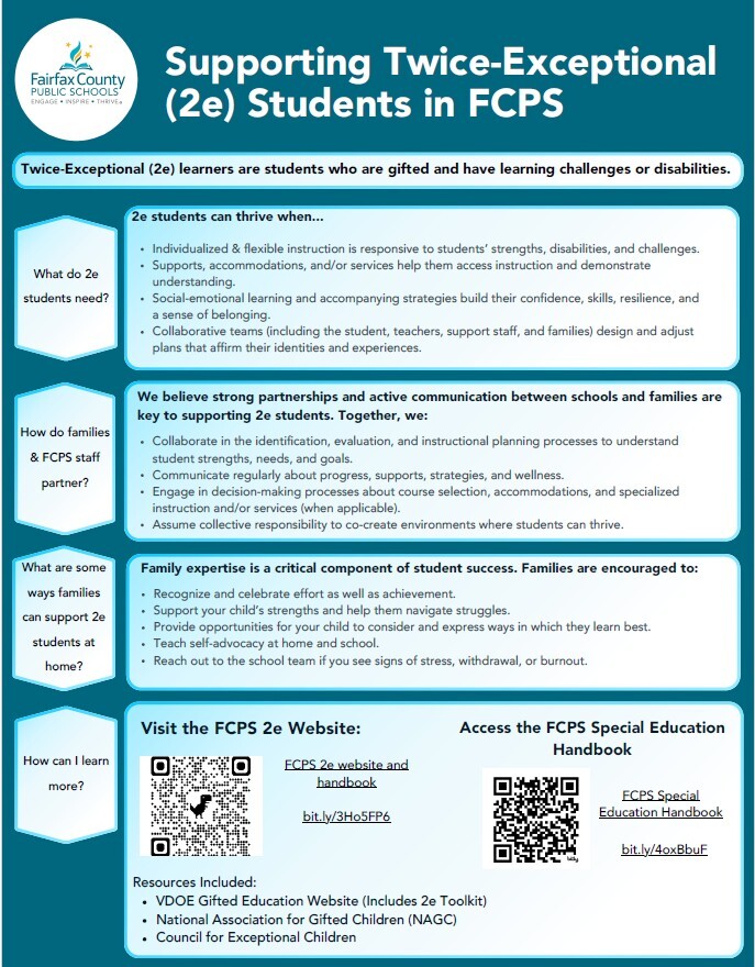 Information for 2e (Twice Exceptional) Learners
