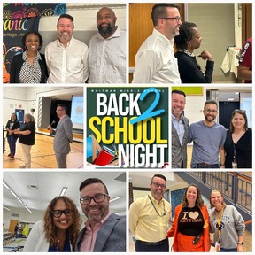 Collage of School Board Member Mateo Dunne's Back to School Night Visits