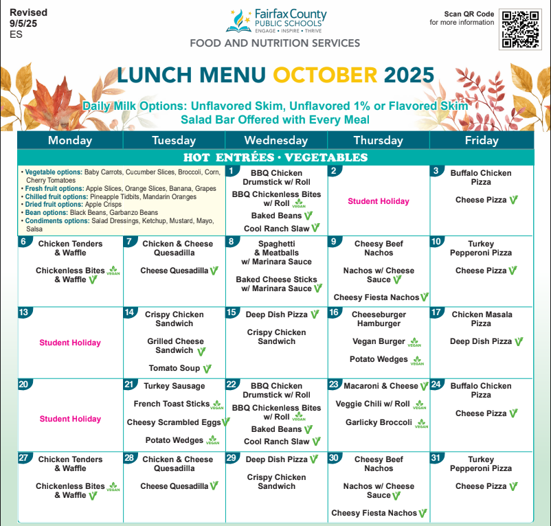 Lunch Menu October