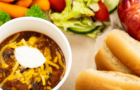 A photo of a new lunch item - veggie chili