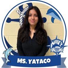 Ms. Yataco Picture in a Navy Frame with Flipper the Dolphin