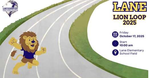 Lane Lion Loop Fun Run fundraiser flyer