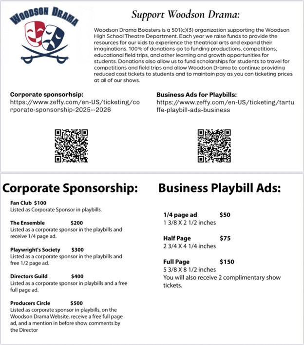 Woodson Drama Sponsorship