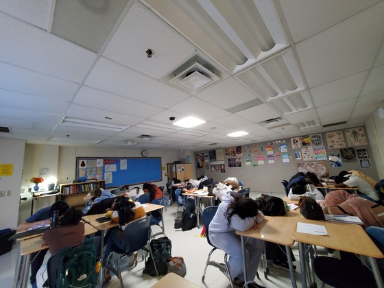 Ms. Daniel's students taking a nap as part of their nap lab experiment 