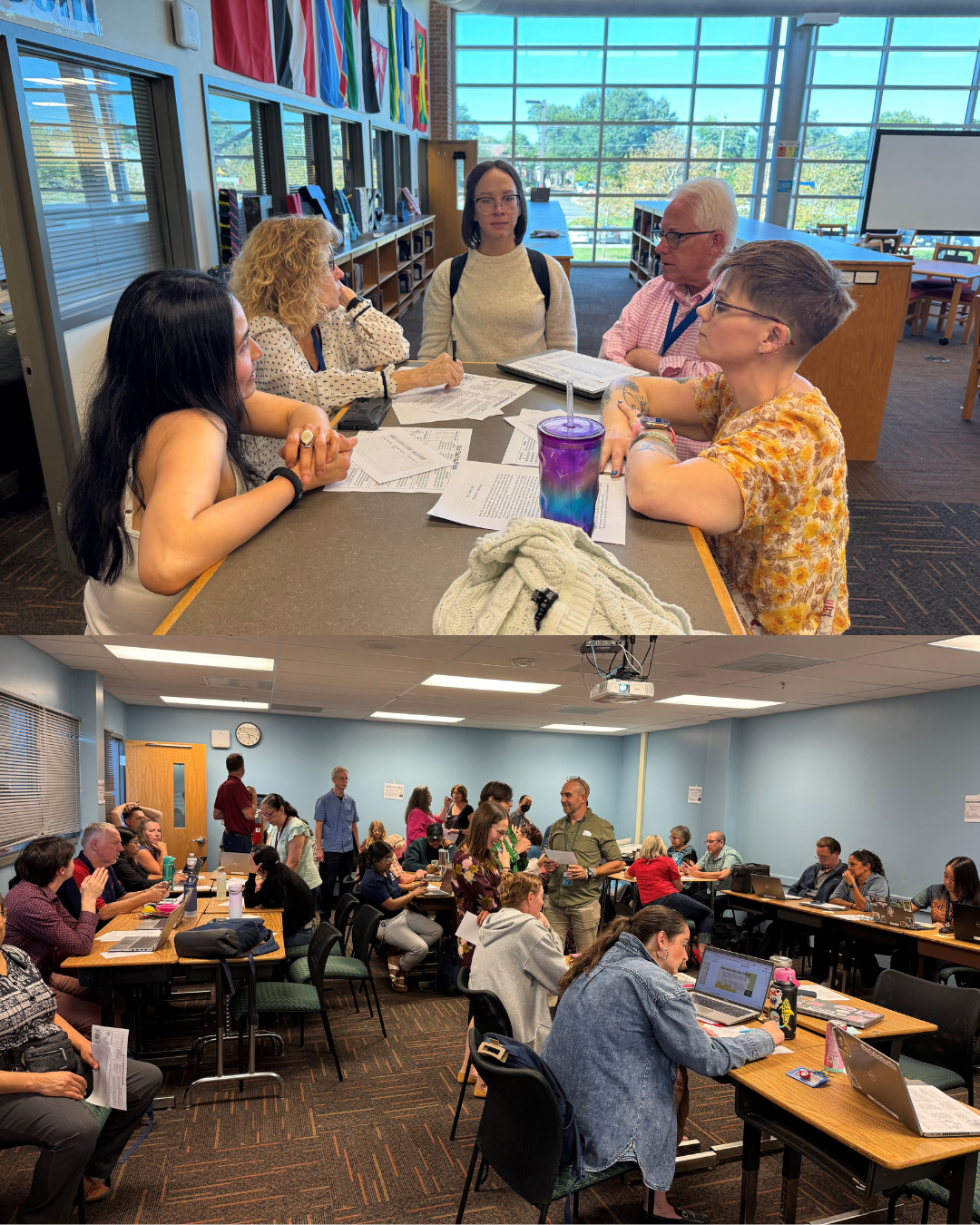 teachers meeting in the library