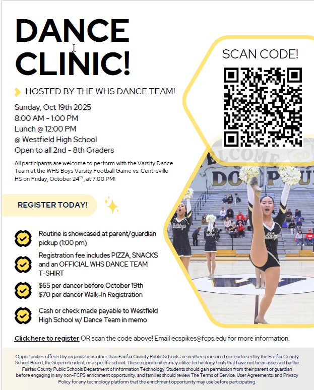 Westfield HS Dance Clinic Flyer