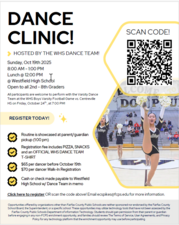 picture of girl on dance team with information about clinic