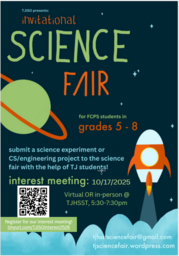 flyer about the Invitational Science Fair held at TJHSST 