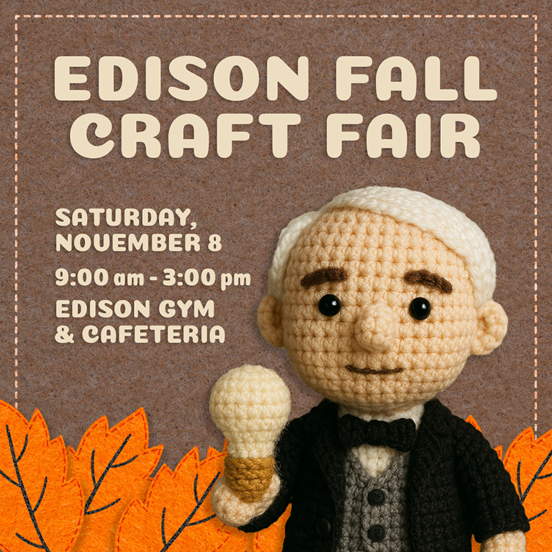 a crocheted Thomas Edison
