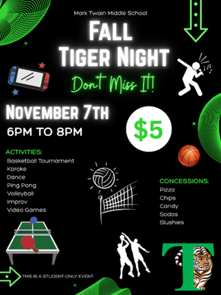 Mark Twain Fall Tiger Night Nov 7