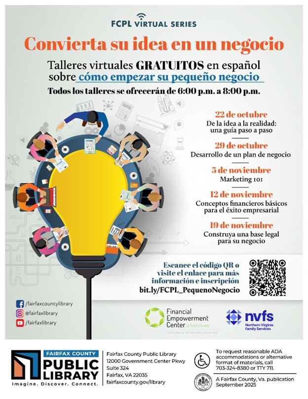Small Business Work shop in Spanish Pequeno Negocio Taller Virtual