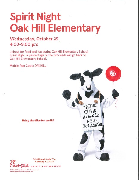 Chick -Fil-A Spirt Night flyer