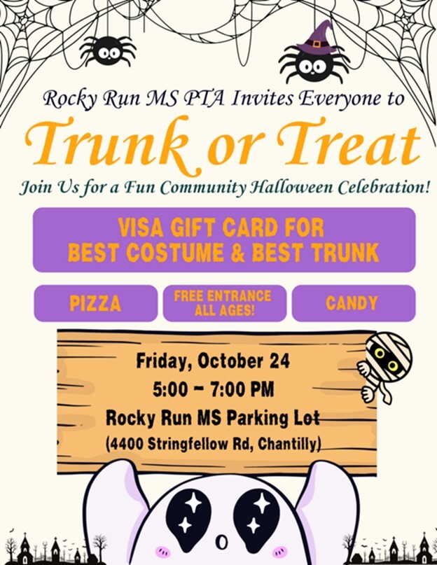 Rocky Run Middle School PTA Invites Everyone to Trunk or Treat