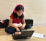 student using laptop