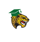 Falls Church High School Jaguar wearing a graduation cap