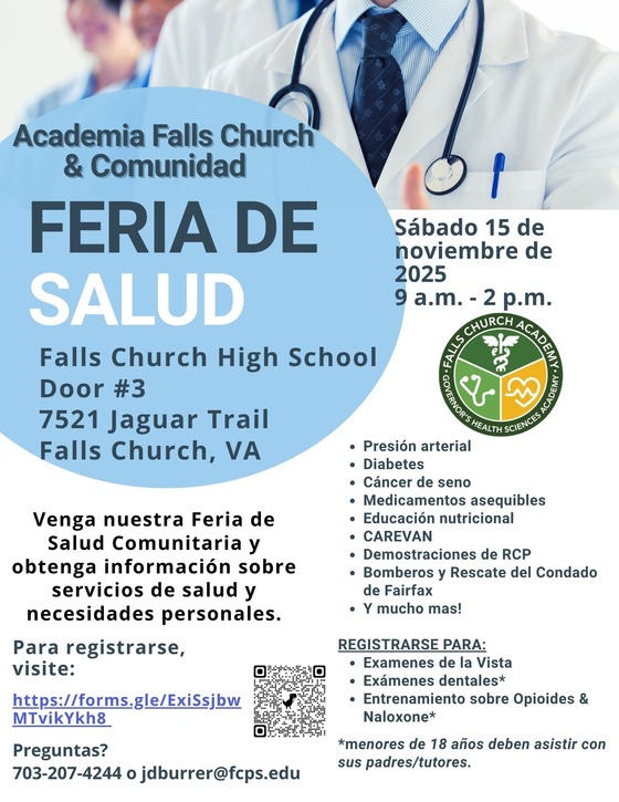 Spanish version of Community & Academy Health Fair flyer