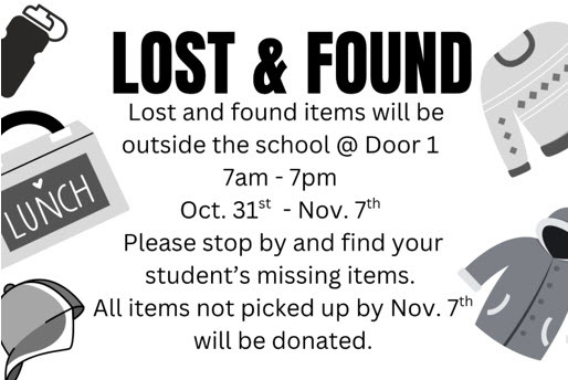 Lost & Found Items Donated by 11/7!
