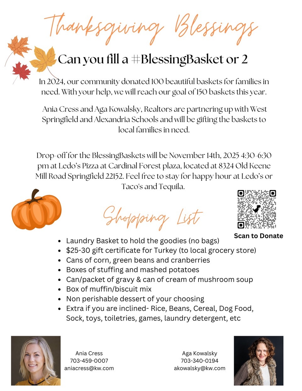 Donate Items for a Thanksgiving Blessing Basket!