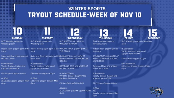 Winter Sports Tryout Schedule