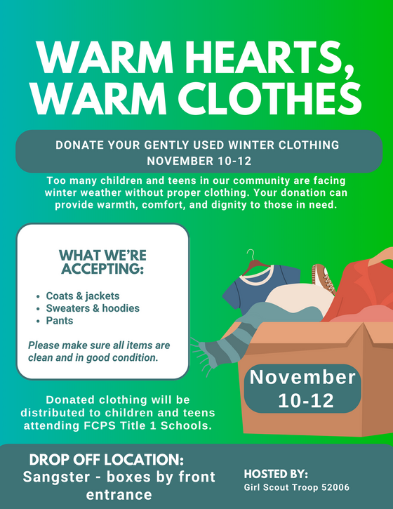 Donate Winter Clothing to Sangster Nov. 10-12!