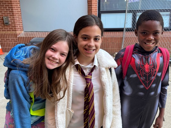 Three friends in costumes