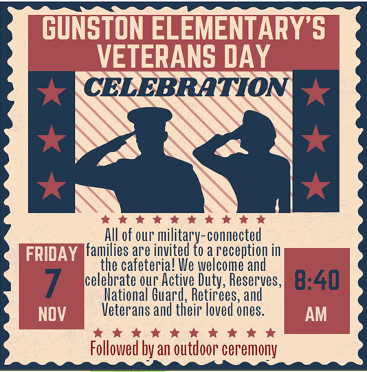 Gunston ES Veterans Day Event Flyer