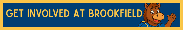 Get Involved At Brookfield - With a cartoon mascot of a horse