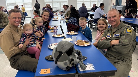 Military families enjoying the breakfast